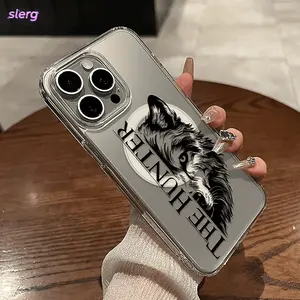 Minimalist Line Design Featuring a Wolf Head Pattern, Shockproof And Drop-Resistant Protective Case, Magnetic Transparent Phone Cover, Compatible with for iPhone 17 E Air Pro ProMax iPhone16 15 14 Plus 13 12 11 X XS XR. A Festive Accessory