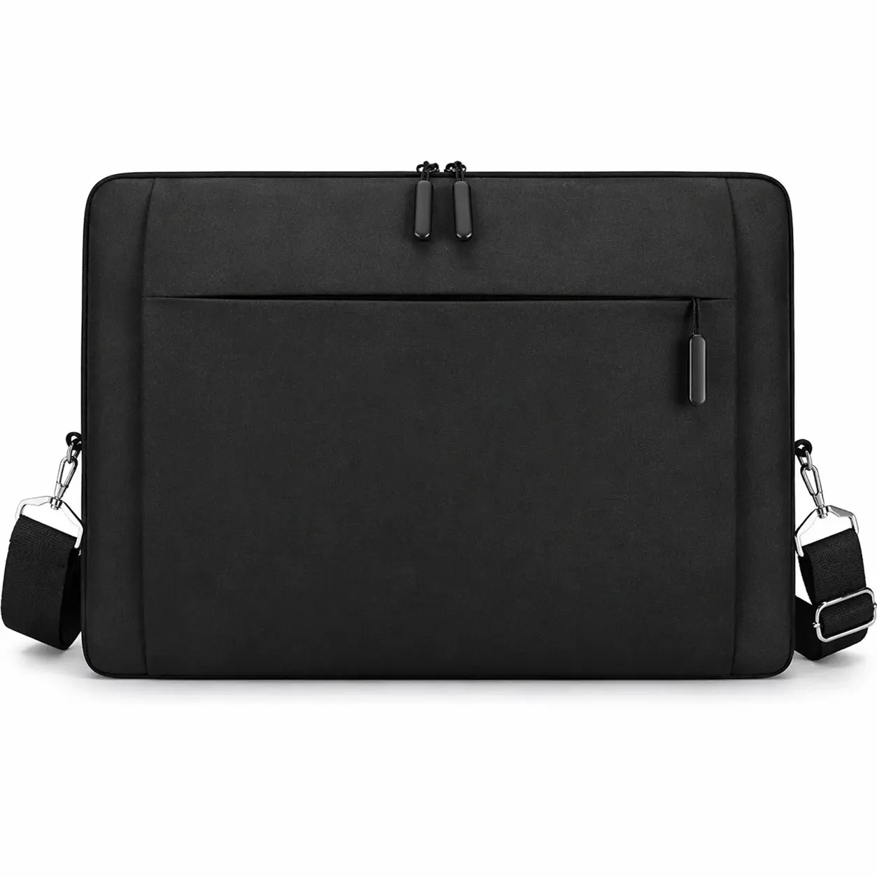 Minimalist Polyester Unisex Slim-Fit 15.6 Inch Laptop Shoulder Bag - Waterproof, High-Capacity Messenger with Adjustable Shoulder Strap, Zippered Closure, Shock-Absorbing Padding (40x30x4cm) for Business & School Use