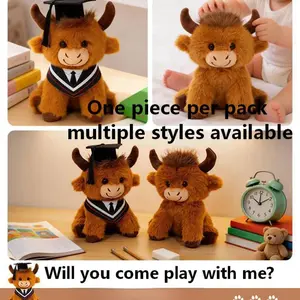 Doctor Highland Cow Plush Toy Doll, Soft Stuffed Animal Figure, Perfect Graduation Gift, Ideal for Kids & Collectors