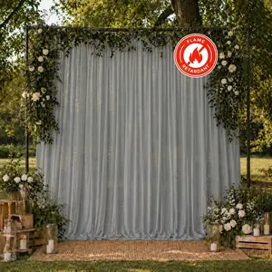 10ft x 10ft Chiffon Backdrop Curtain Panel – Silver Durable Flame Resistant Sheer Draping Fabric with Rod Pocket