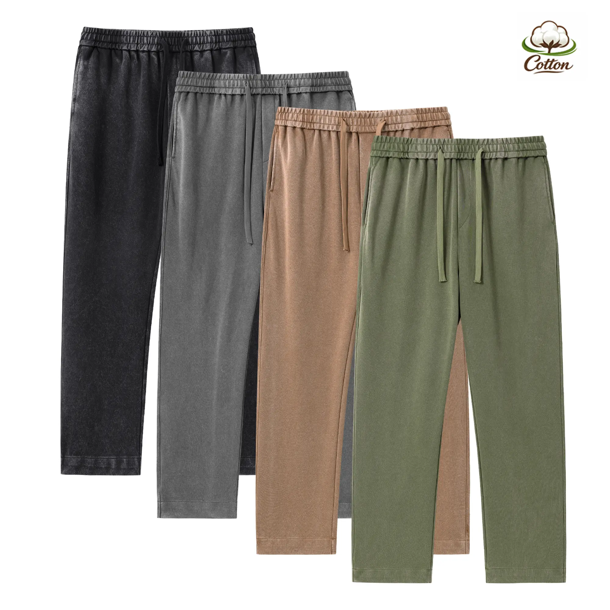 Men’s solid color cotton washed sweatpants/joggers, casual athletic long pants, all season style, suitable for men and women, regular fit