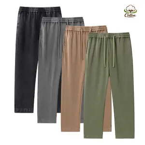 Men’s solid-color cotton washed sweatpants/joggers, casual athletic long pants, all-season style, suitable for men and women, regular fit
