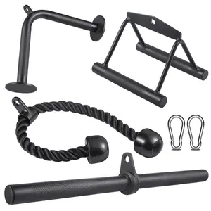 Workout Cable Machine Attachment for Home Gym SERTT LAT Pulldown Attachments Cable Accessories for Weight Training Straight Pull Down Bar Tricep Rope Double D Row Handle V-Shaped Bar