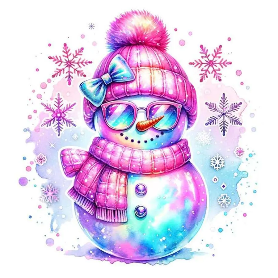 5D DIY Full Diamond Round Diamond Painting - Diamond Art Kit Colorful Snowman Mosaic, Canvas - DIY Wall Decor, Home Decoration, Perfect for Halloween, Christmas, Independence Day, Birthday, and Anniversary Gifts.