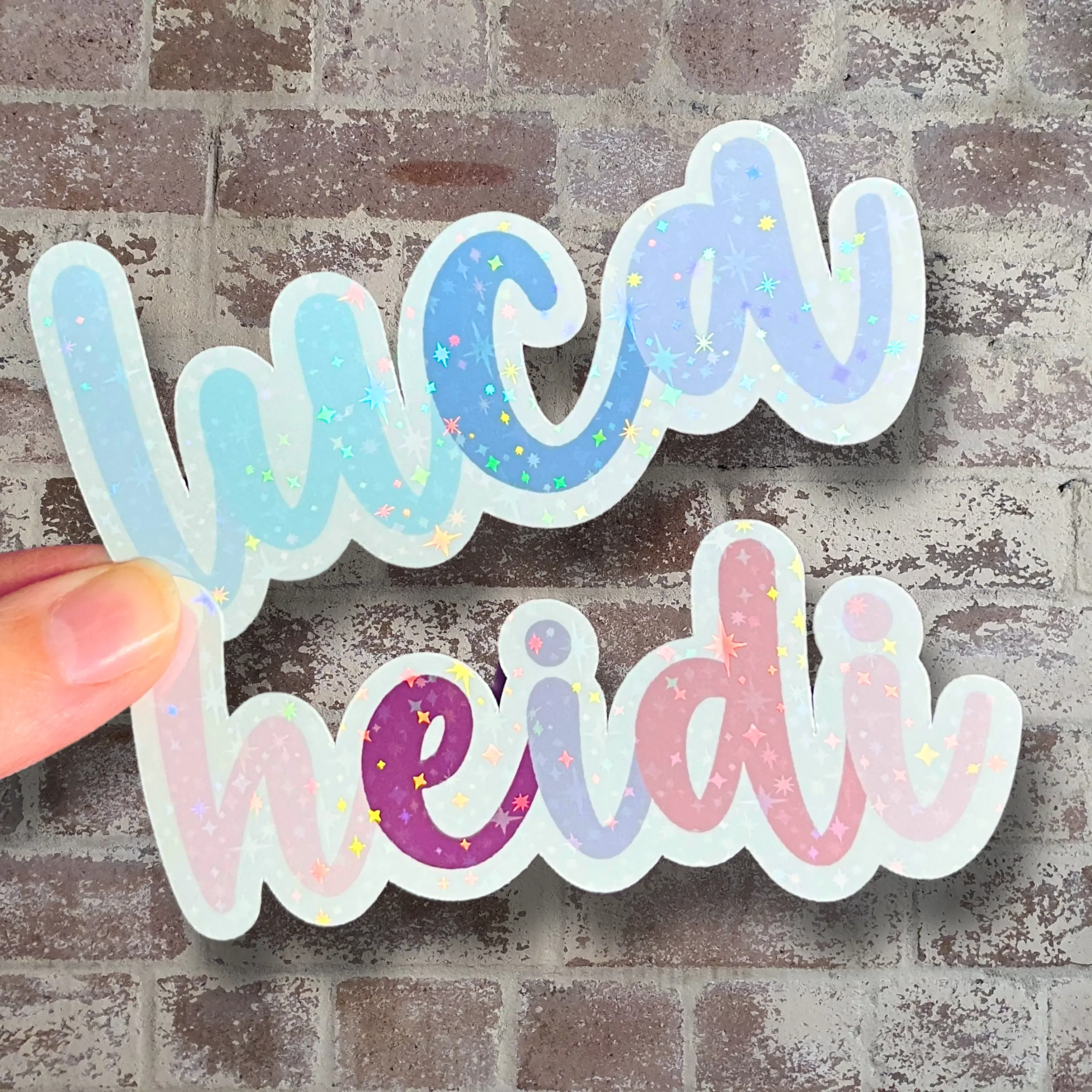 Holographic Cursive Personalized Name Sticker - Customizable Party Favors & School Supplies - 3" to 9" Length Options