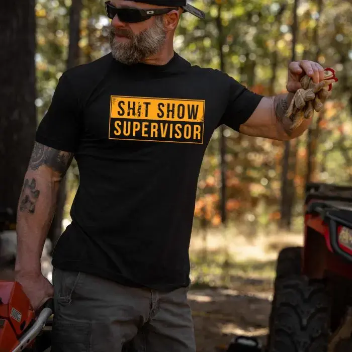 Shit Show Supervisor T-Shirt, Funny Blue Collar Tee | Work Crew Boss Shirt | Mechanic Dad Hoodie | Sarcastic Sweatshirt