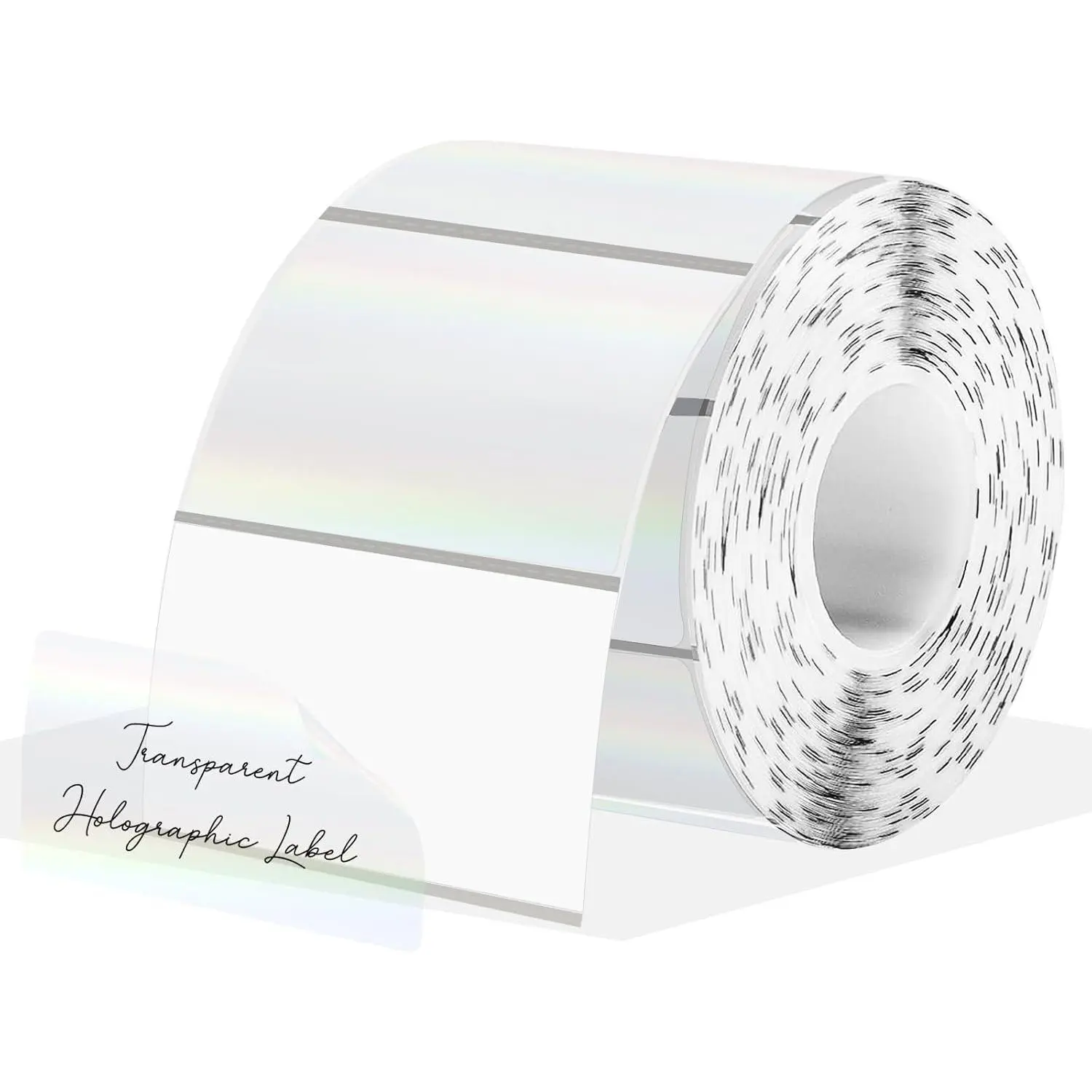 3x2 Inch Transparent Holographic Thermal Labels Stickers, Clear Self-Adhesive Direct Thermal Labels, Perforation Line Design& - 200 Sheets