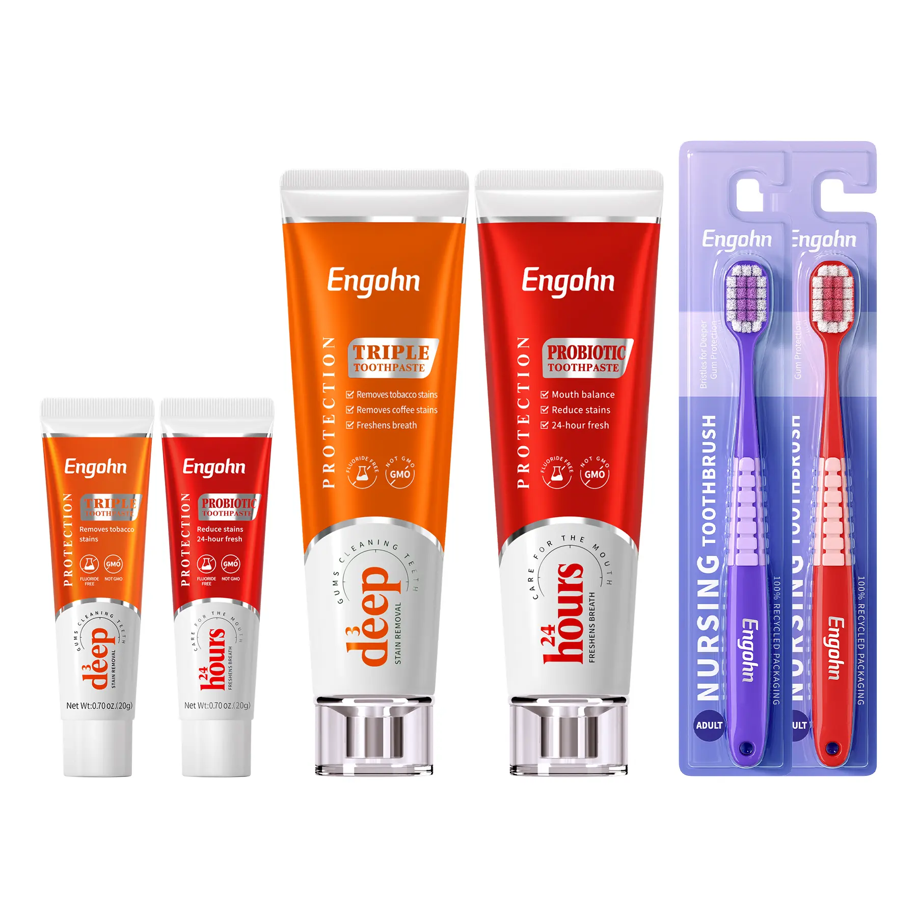 Probiotic-Rich Whitening Toothpaste for Oral Care - 6-Piece Family-Size Set with Box, 10 Soft-Bristled Toothbrushes, Fast-Action 7-Day Coffee Stain Remover, 24-Hour Fresh Breath, Non-Toxic, Caffeine-Free, Carvone, Spearmint Oil, 36M Shelf Life, for Adults