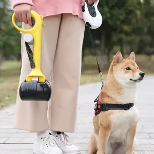 Portable Dog Poop Scooper with Bag Holder & Included Trash Bags for Outdoor Walks