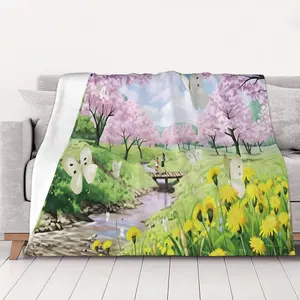 Spring Throw Blanket for Couch Sofa Bed, Ultra Soft Cozy Flannel Fleece Blankets, Lightweight Warm Plush Home Decor Gift for Women Men Kids, 80"X60"