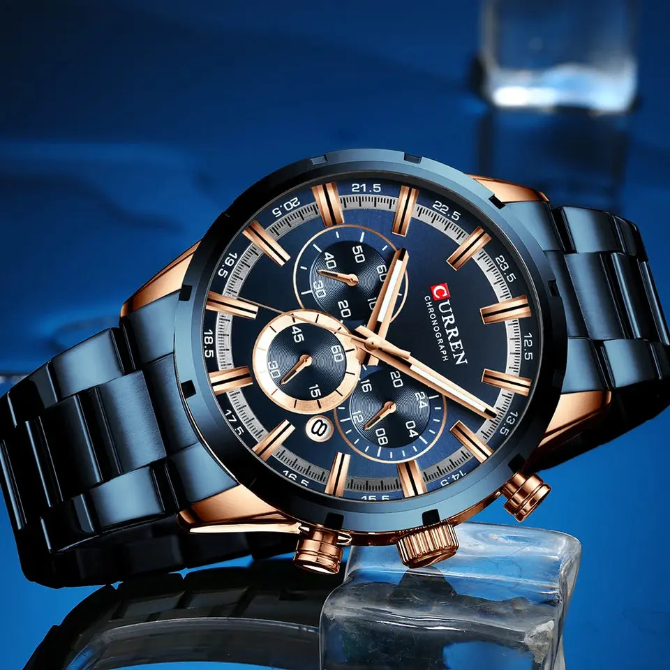 Curren Men's Watch Blue Dial Stainless Steel