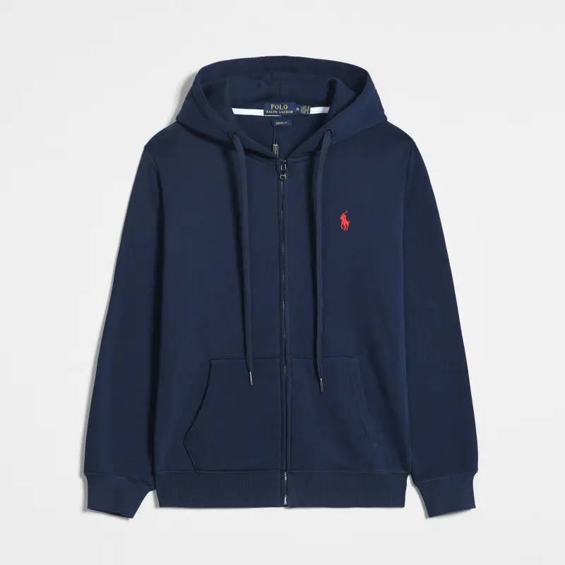 Zipper with blue and red logo
