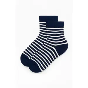 John Galt Women's Navy & White Striped Quarter Ankle Socks
