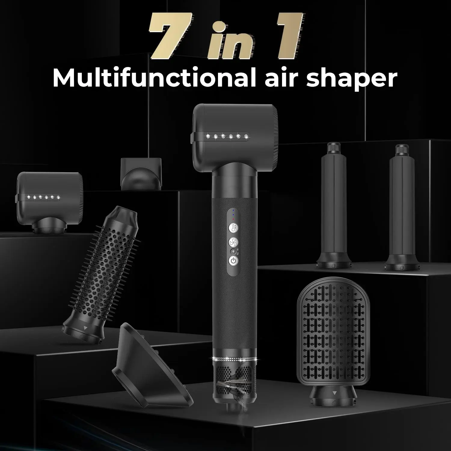 7-in-1 Ionic Hot Air Dryer Brush - Powerful Hair Tool with Air Curler, Diffuser for Fast Drying, Volumizing, Curling, Straightening - Women's Home Styling Gift, 100-120V Hair Appliance sohochic master 4000 ultra-fast