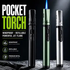 Premium Torch Lighter – 6.1in, Powerful Jet Flame Up to 2500°F, Windproof, Full Metal Body – NO FUEL INCLUDED (Ships Empty)