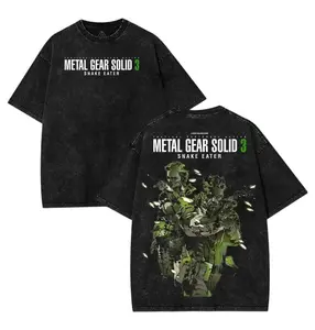 Metal Gear Solid 3 Snake Eater T-Shirt, Vintage Unisex Game Acid Fabric Cotton Washed T-Shirt Menswear Clothes Top Crewneck Oversized Graphic Tee
