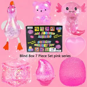 7-Piece Blind Box Malt Sugar Stress Relief Toy Set, Creative Slow-Return Soft Candy, Sensory Kit, Perfect Holiday Party Gift, 7 Unique Styles