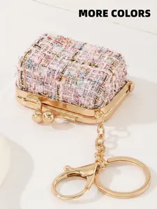 1 Pcs Alloy Keychain, New Luxury Small Bag Charm, Coin Purse Holder, Earphone Case Organizer, Key Card Wallet for Women