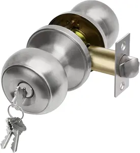Keyed Entry Door Knob Set, Entrance Door Lock in Solid Stainless Steel