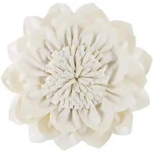 Decorative Throw Pillow  Flower Round Pillow Accent  Cushion with Insert Included for Couch Bed  Decor 12 Inch Cream White