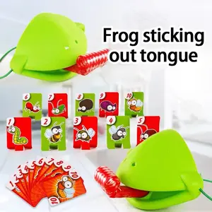 Fun Frog Tongue Game for Kids Aged 3-8, Interactive Family Board Game with Colorful Worm Cards, No Batteries Needed, Lizard Action Included