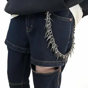 Pants Chain Accessory for Wallets and Keys Rivet Waist Chains Punk Hip-Hop Streetwear Pants Chain for Men & Women Gothic Unisex Belt Accessory with Studs