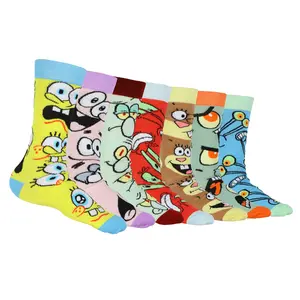 Nickelodeon SpongeBob Squarepants Socks Men's Allover Character Designs 7-Pair Adult Crew Sock Set (Fits Shoe Size 6-12)