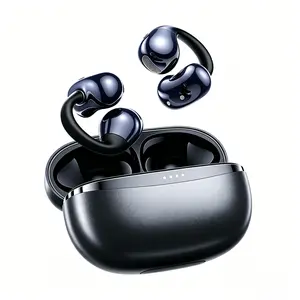 Open Earbuds Support 165 Languages No Subscription, Clip-on Design Wireless Open-Ear Audio Freedom Fit, Safe Listening, Bluetooth 6.0 Multipoint with The App Waterproof Build for Running, Gym Workouts, and Outdoor Sports, Gloss Black