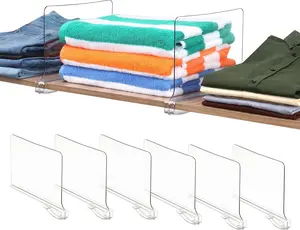 6 Pack Acrylic Shelf Dividers for Closet Organizers and Storage - Closet Shelf Organizer for Clothes Storage and Organization - Clear Closet Dividers for Clothes, Purse, Handbags