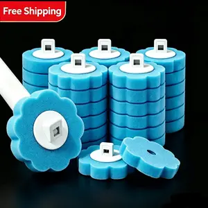 Disposable Toilet Brush Scrubber Refill Pack, 18/24/30/36-Piece Home & Bathroom Cleaning Supplies, Eliminates Need for Soiled Tool Cleaning Blue