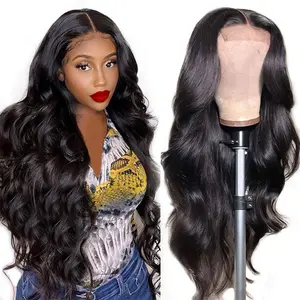 Women's Black Long Wavy Wig with Middle Parting Synthetic Hair Headpiece