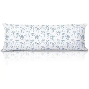 20x54 Body Pillow Cover Preppy Coquette Room Dorm Decor Girly Room Decor Coquette Blue Bow Aesthetic Decorative Long Pillow Cases for Bed Couch