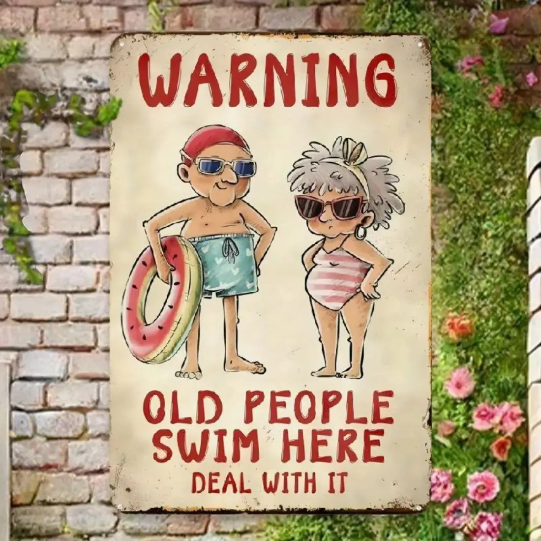 Vintage Swimming Pool Sign, Metal Signs, Decorative Wall Sign, Rustic Indoor Outdoor Yard Sign Wall Art, Humorous Design Durable Wall Decor for Home Bar Man Cave Pool House