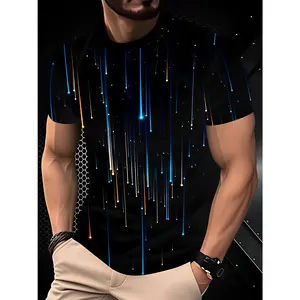 Men's Casual Sport 3D Print T-Shirt - Vibrant Street Style Design, Breathable Crew Neck Regular Fit, Machine Washable Summer Casual Top, Cool Gift, Artistic Fashion, Everyday Comfortable Fabric