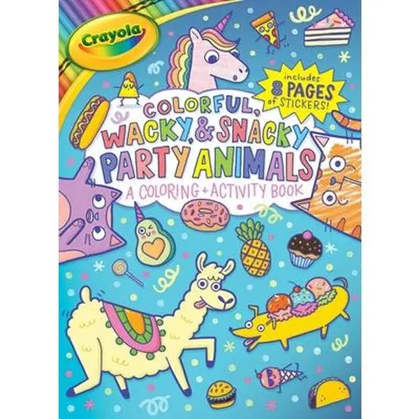 Crayola Colorful, Wacky, Snacky Party Animals Coloring & Activity Book for Kids - Buzzpop, Paperback, Coloring Fun, 200 Pages, 8 Sticker Sheets, English, 10.7" h x 7.7" l x 0.6" w