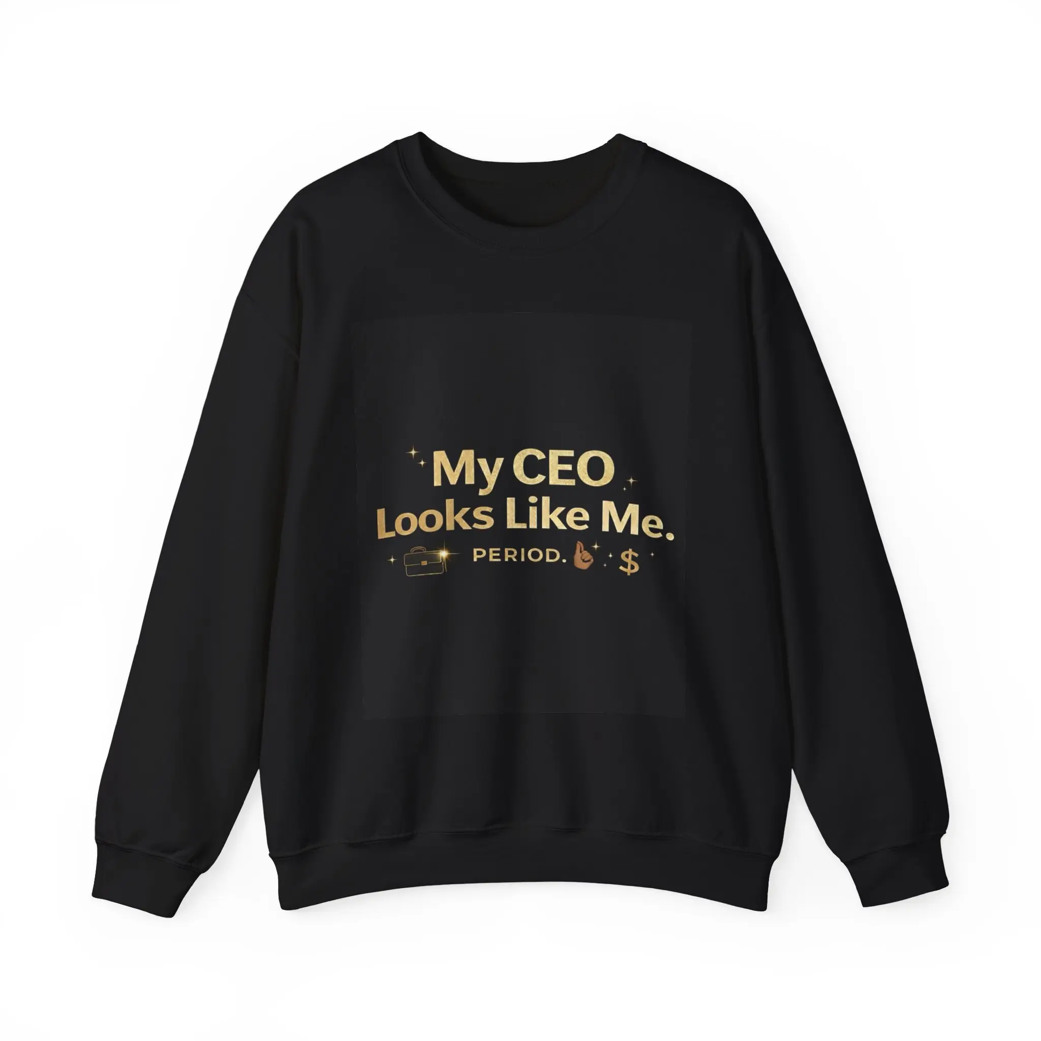 Men's Graphic Sweatshirt, Soft Cotton Blend Crewneck with "My CEO Looks Like Me" Empowerment Decoration and Fitted Cuffs, Classic Men's Sweatshirts, Fitted Cut, Cozy Men's Sweatshirts
