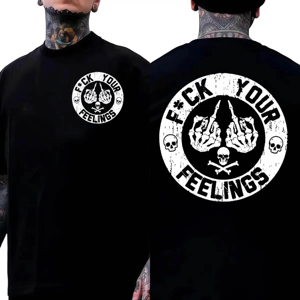 F*ck Your Feelings Skull Tee - Bold Statement Graphic T-shirt| Limited Edition Streetwear Casual Angel graphic tee shirts men