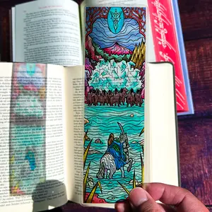 Arwen Escapes Nazguls, Balrog, Doors of Durin, Shire, Aragorn, Treebeard Stained Glass Bookmarks (Transparent Bookmark, Fantasy Book Reader Gift)