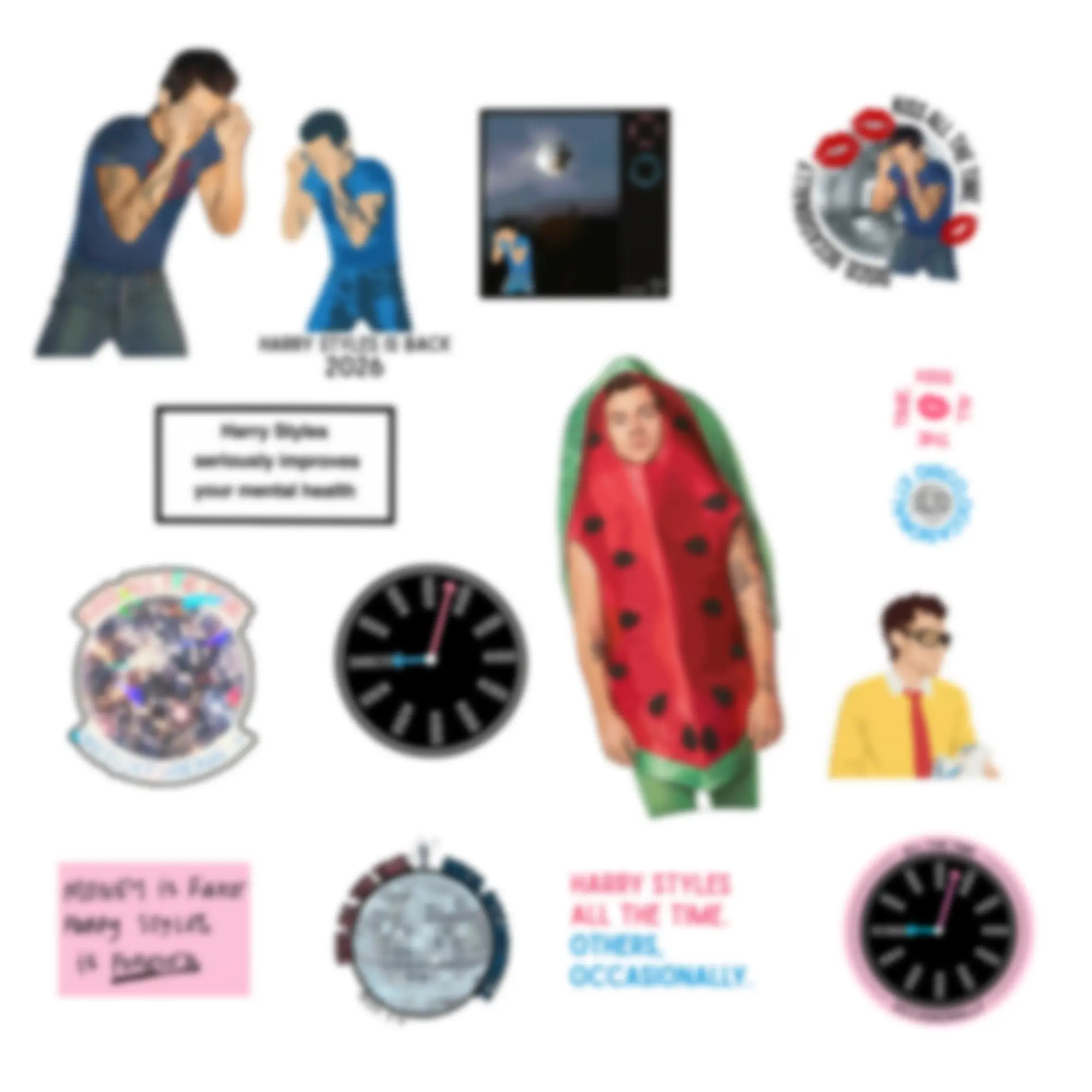 Harry Stickers Pack, Colorful Aesthetic Bumper Styles Vinyl Decal, Kiss All The Time Disco Occasionally Stickers Set, Fine Skateboard Line Bottle Water Laptop Waterproof Guitar Luggage Decal, Styles Pop Star Decals, Kids Teens Music Gift Decoration