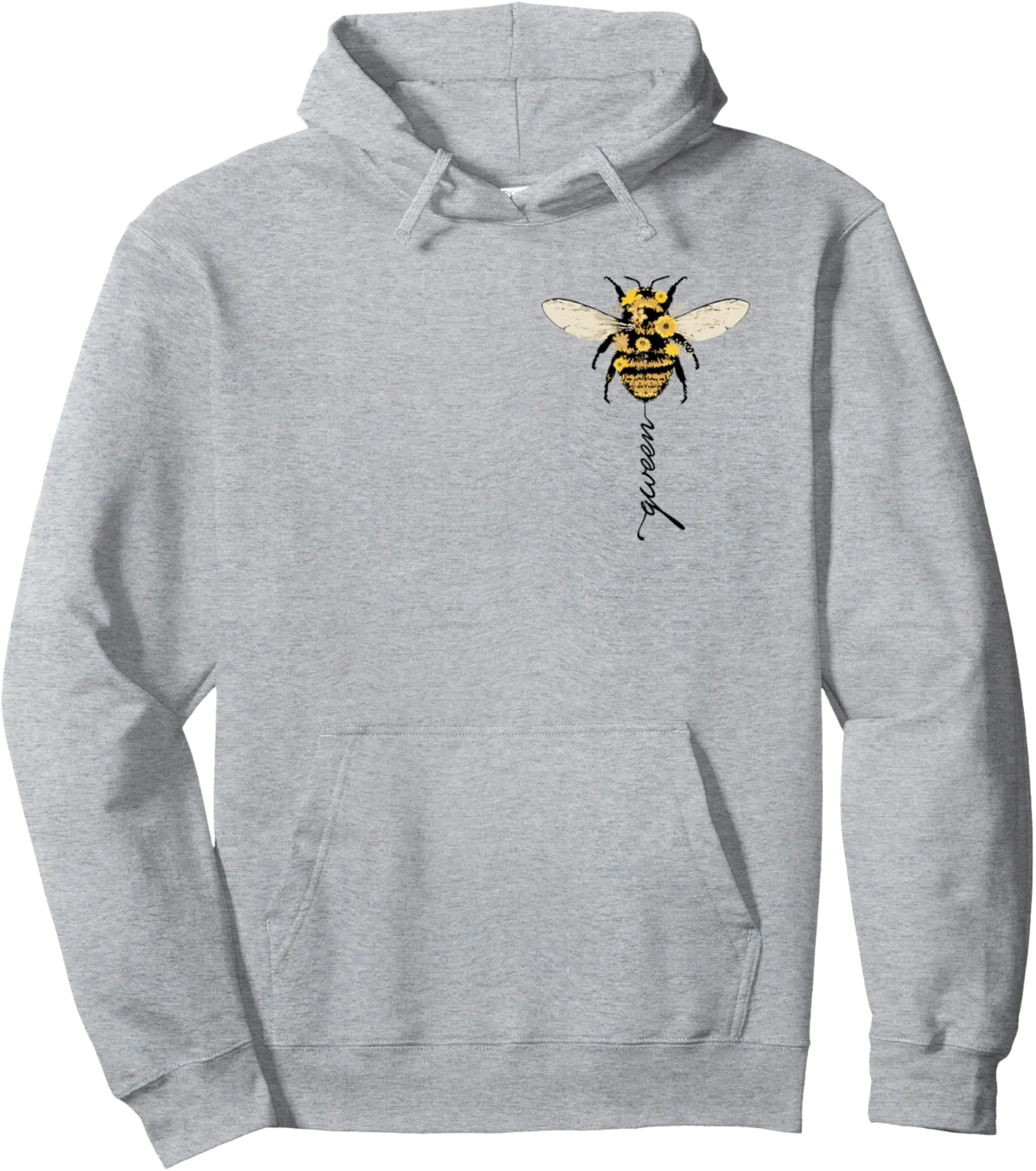 Beautiful Bee Sunflower Women Queen of Hive Pocket Design Pullover Hoodie - Rubencordov Shop 24B0D77RDN6D