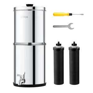 VEVOR Gravity-fed Water Filter System, TikTokShopBlackFriday, 2.25G 304 Stainless-Steel Countertop System, Water Filtration System, Reduces Lead and up to 99% of Chlorine, with 2 Carbon Filters & Spigot, for Home Camping RV