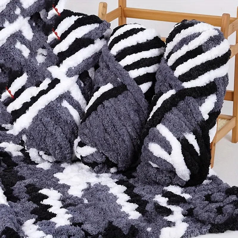 3Pcs New Color Gradient- Super Thick Chenille Yarn- Soft and Fluffy Large Yarn- MachineWashable- Suitable for Crochet- Knitting- Holiday Gifts- DIY Crafts- Blankets- Scarves- PetBeds-Cushions, etc.