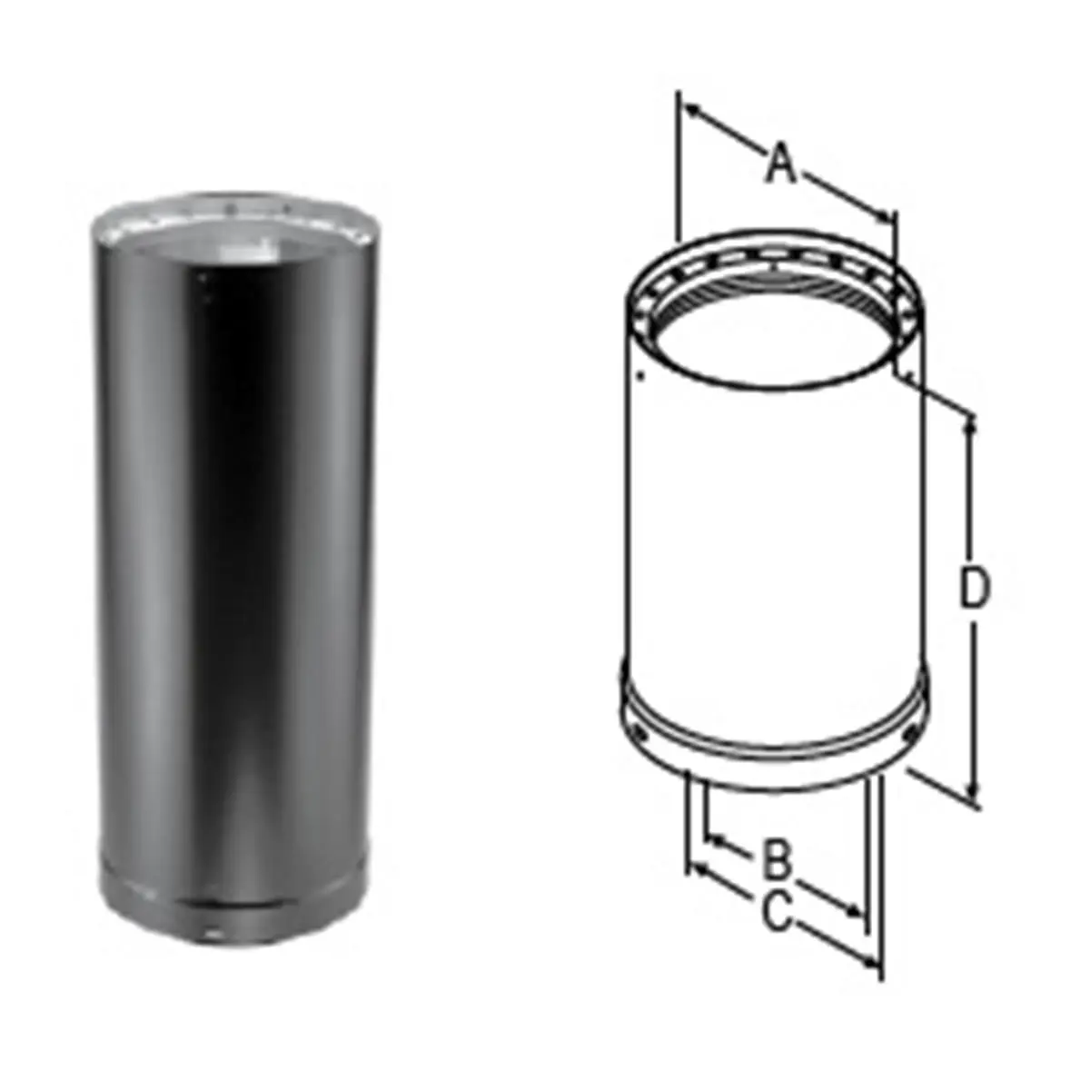 212 MAIN M & G Duravent 6DVL-48 Double-Wall Black Pipe - 6 in x 48 in Dura-Vent DVL for Stove Connection