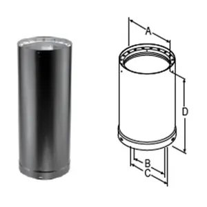 212 MAIN M & G Duravent 6DVL-48 Double-Wall Black Pipe - 6 in x 48 in Dura-Vent DVL for Stove Connection