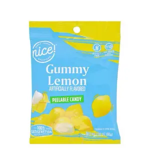 Nice! Gummy Lemon Peelable Candy - Artificially Flavored, Gluten Free, 110 Calories per Serving, 100% Satisfaction Guaranteed