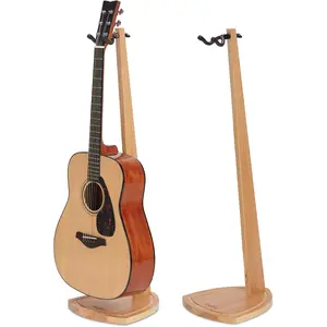 Dual Guitar Stand, 2 Pack Acoustic Stand for 2 Electric, Bass, Mandolin, Red Oak Wooden Double Guitar Floor Holder for  Decor, Studio Display,  Instrument Floor Holder, Gifts for Men