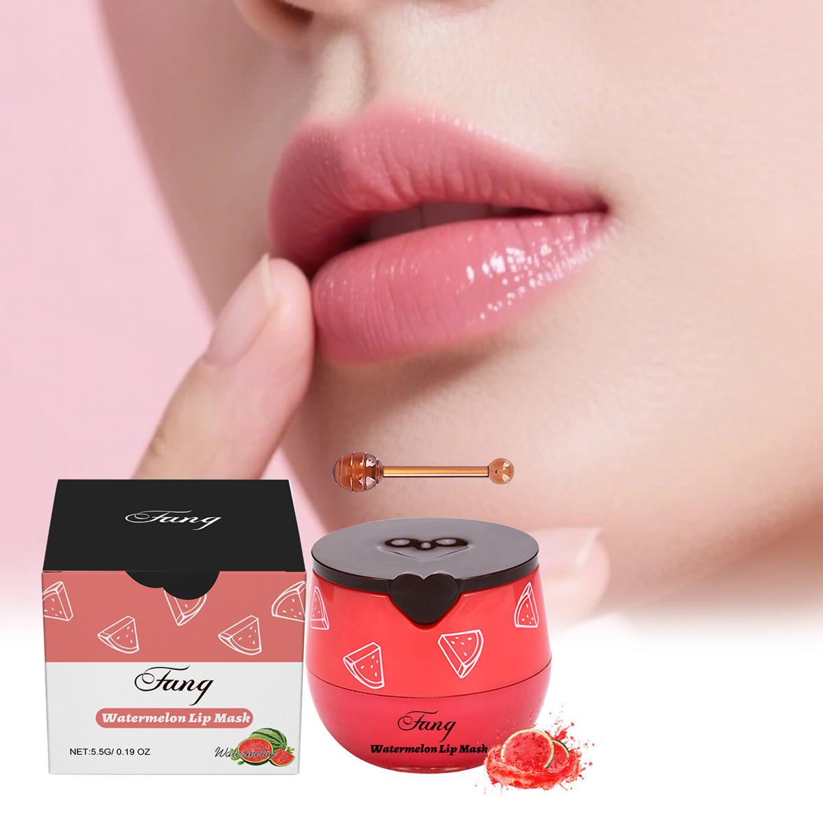 Watermelon Overnight Hydrating Lip Mask for Dry & Cracked Lips，Daily Skincare Product, Lip Plumper