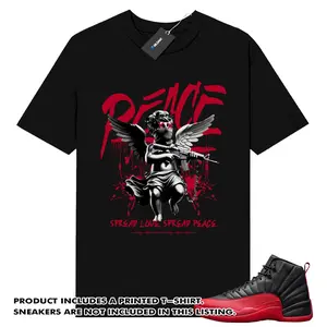 Unisex T-shirt to match Jordan 12 Flu game Sneaker - Peace. 100% Cotton for Casual Wear. Comfortable Summer Unisex T-Shirt to match Jordan Sneaker. Streetwear Style. urban outfitters