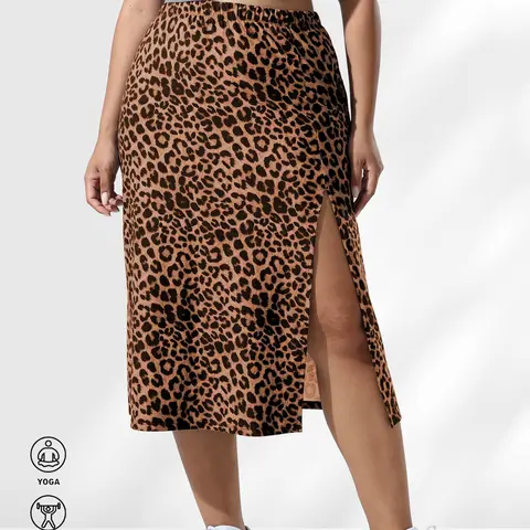【plus Size】 Leopard Print Skirt, Casual Fashion Skirt for Daily Outdoor Wear, Women Plus Clothing for Summer, Casual Fashionable Skirt, Boho Fashion Skirt, Boho Hippie Skirt, Boho Casual Skirts, Long Skirt