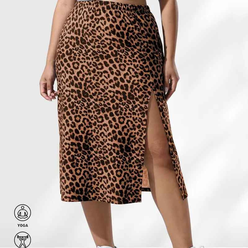 【plus Size】 Leopard Print Skirt, Casual Fashion Skirt for Daily Outdoor Wear, Women Plus Clothing for Summer, Casual Fashionable Skirt, Boho Fashion Skirt, Boho Hippie Skirt, Boho Casual Skirts, Long Skirt